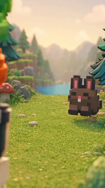 Behind it, Degen the brown rabbit digs too